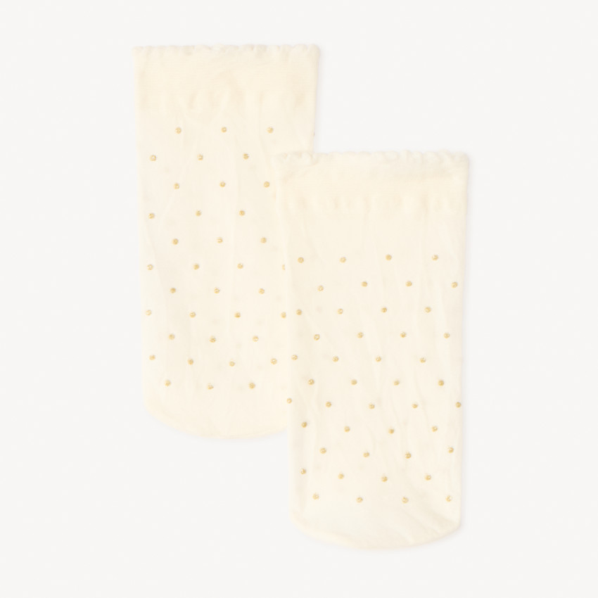 Chaussettes normale uni à pois en lurex dorée pour fille
