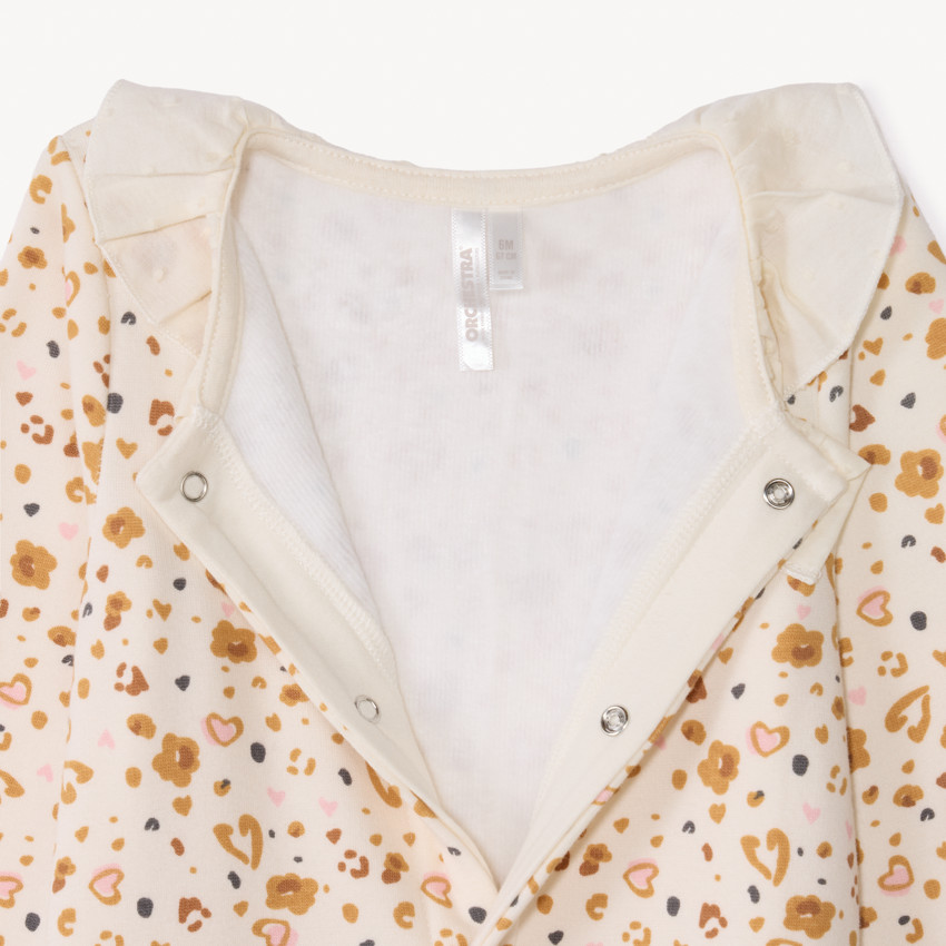 Dors-bien imprimé léopard à collerette pour bébé fille 