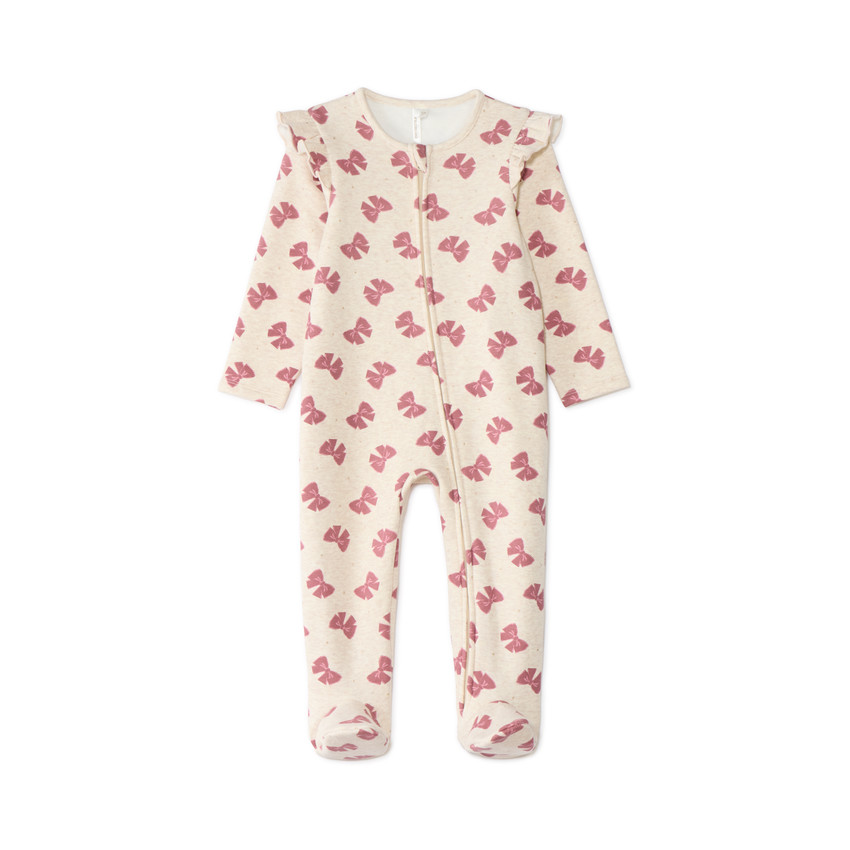 Dors-bien bébé fille zippé doublé en sherpa motif nœuds 
