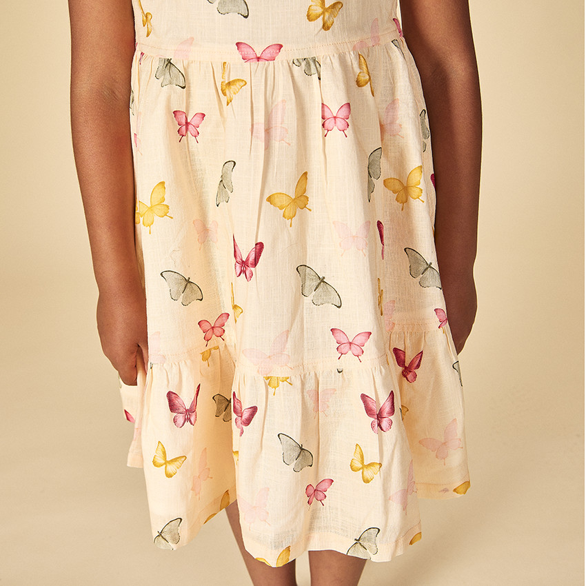Robe à épaules tombantes imprimé papillons pour fille 