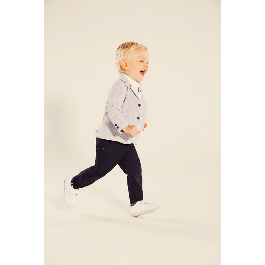 Pantalon en lin et coton uni 