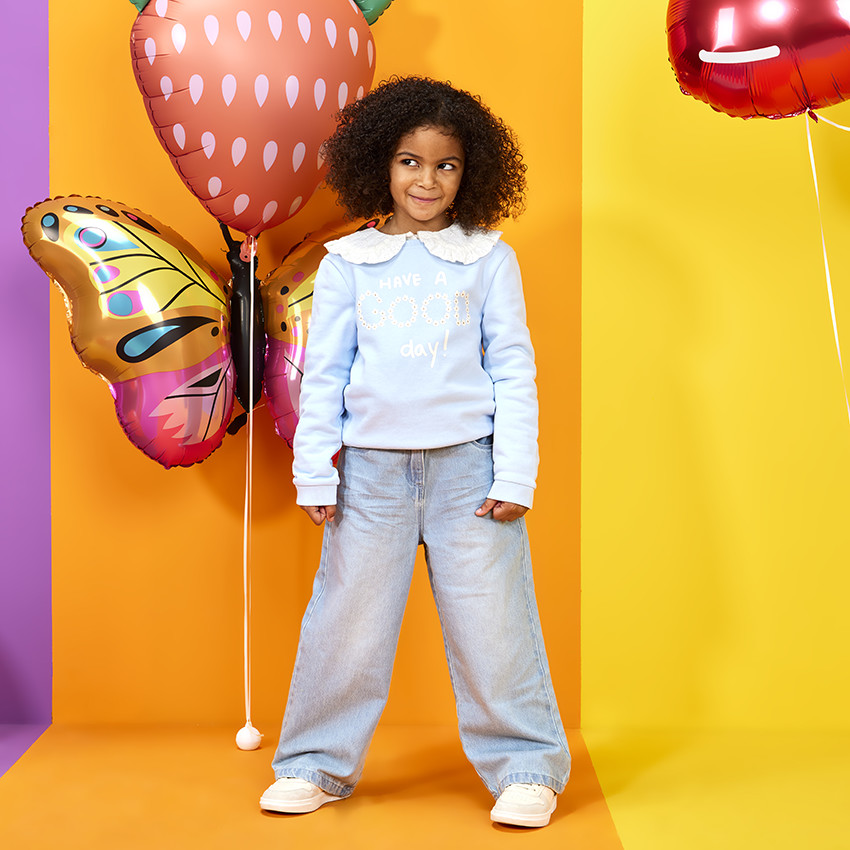 Jean large effet délavé pour fille 