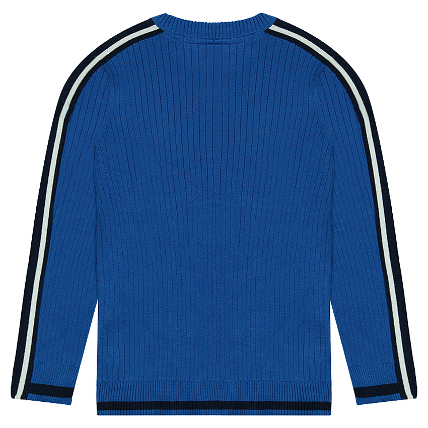 Junior - Pull côtelé avec bandes contrastées sur les manches 