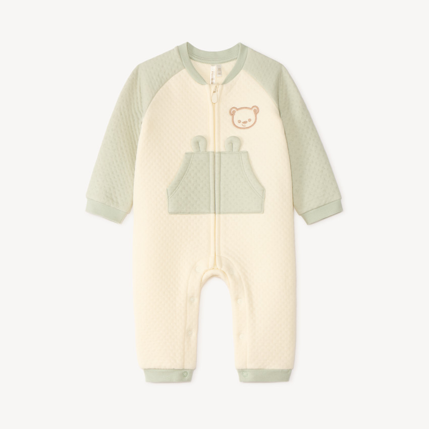Combinaison longue bi color motifs ourson pour bébé garçon 