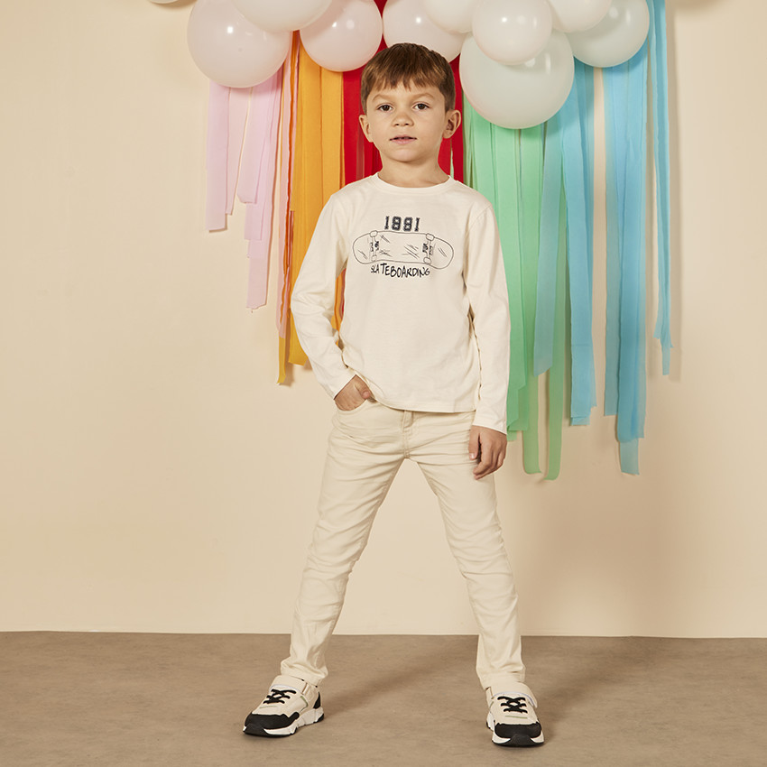 Pantalon slim uni effet crinkle pour garçon 