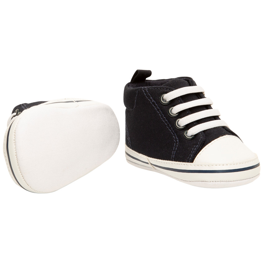 Baskets montantes à lacets en toile pour bébé garçon 