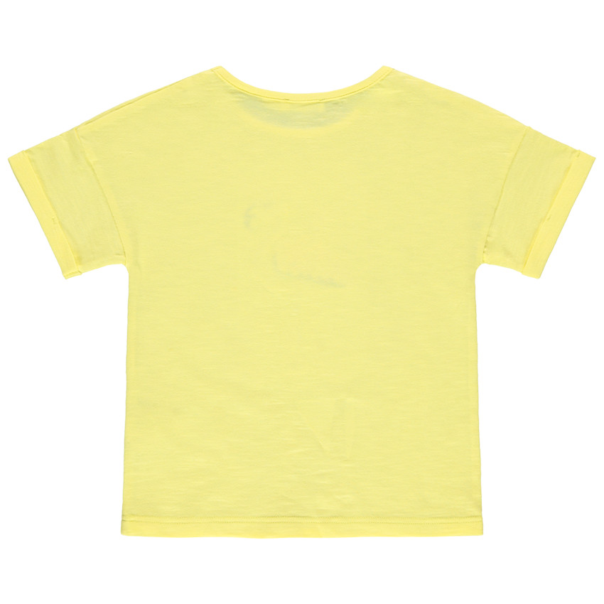 T-shirt manches courtes motif flamant rose en sequins magiques 