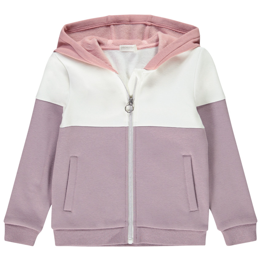 Gilet à capuche en molleton effet coloblock pour fille