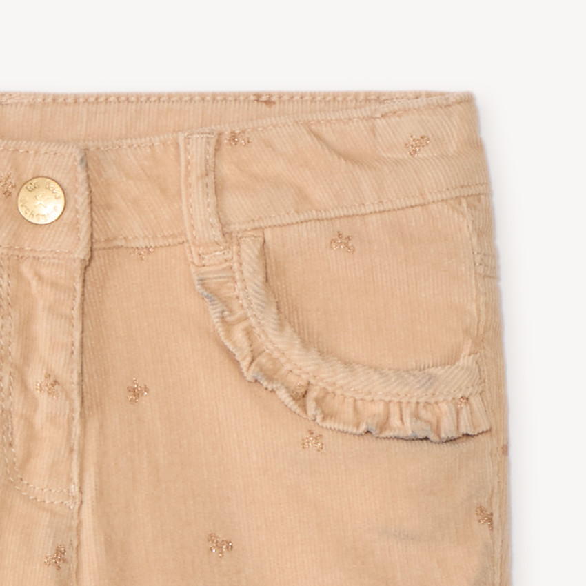 Pantalon slim en velours bébé fille imprimé fantaisie 