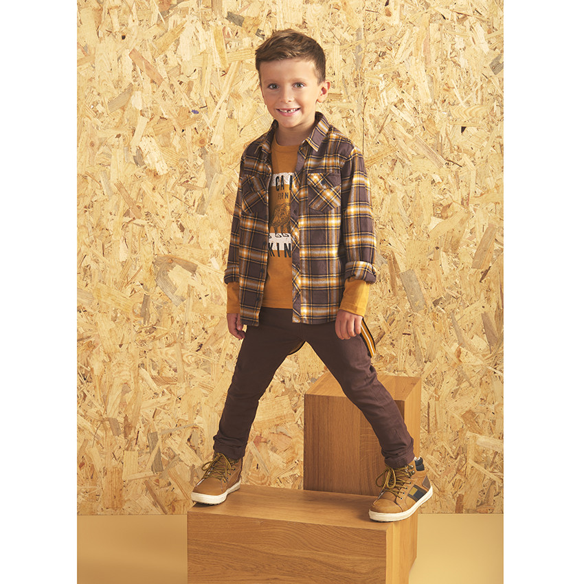 Chemise manches longues à carreaux pour enfant garçon 