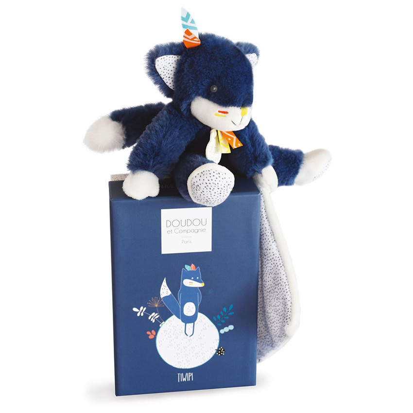 Doudou Loup Tiwipi - Bleu Main Doudou Loup Tiwipi - Bleu