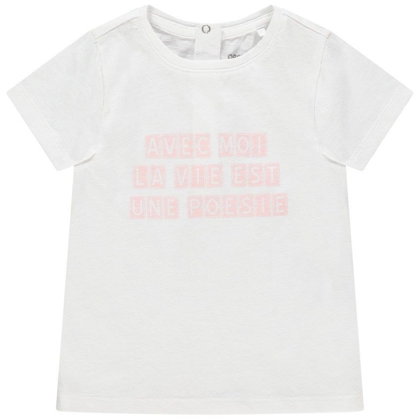 T-shirt manches courtes en coton à message pour bébé fille 
