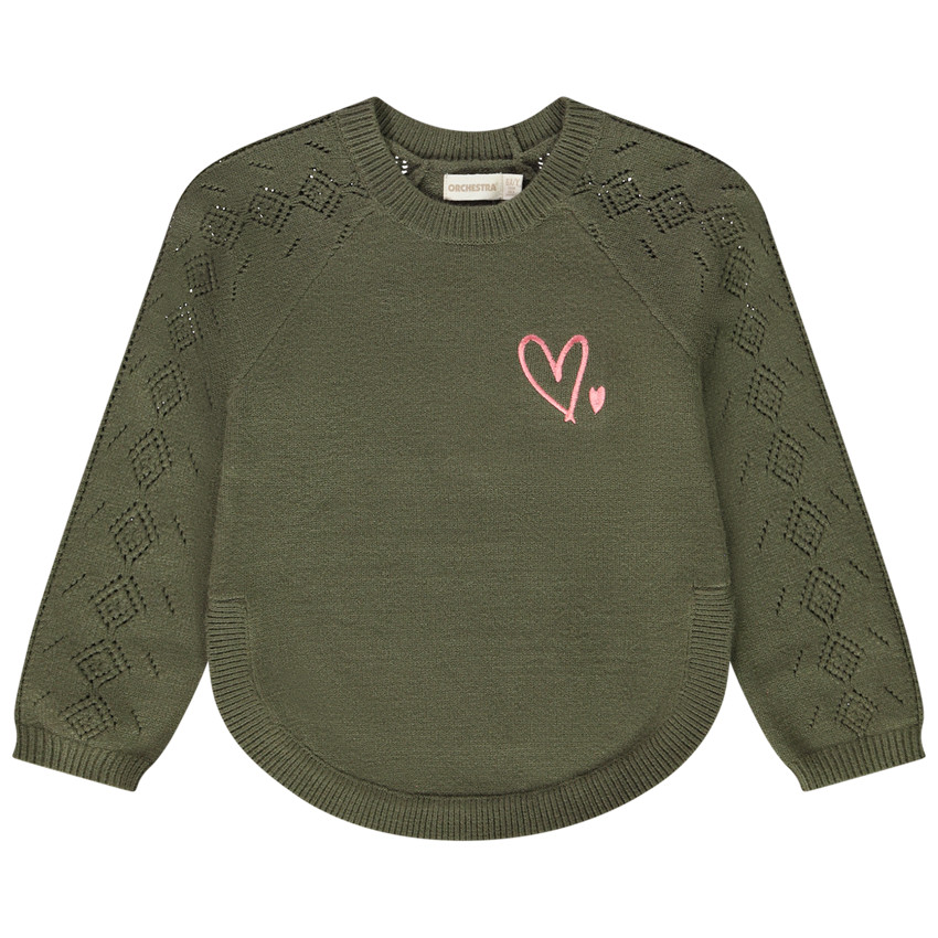 Pull en tricot avec broderie pour fille 