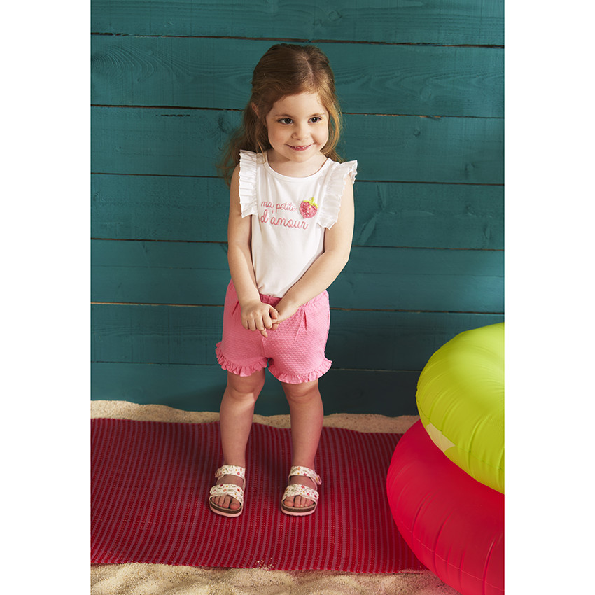 Ensemble court avec short effet cloqué pour bébé fille 