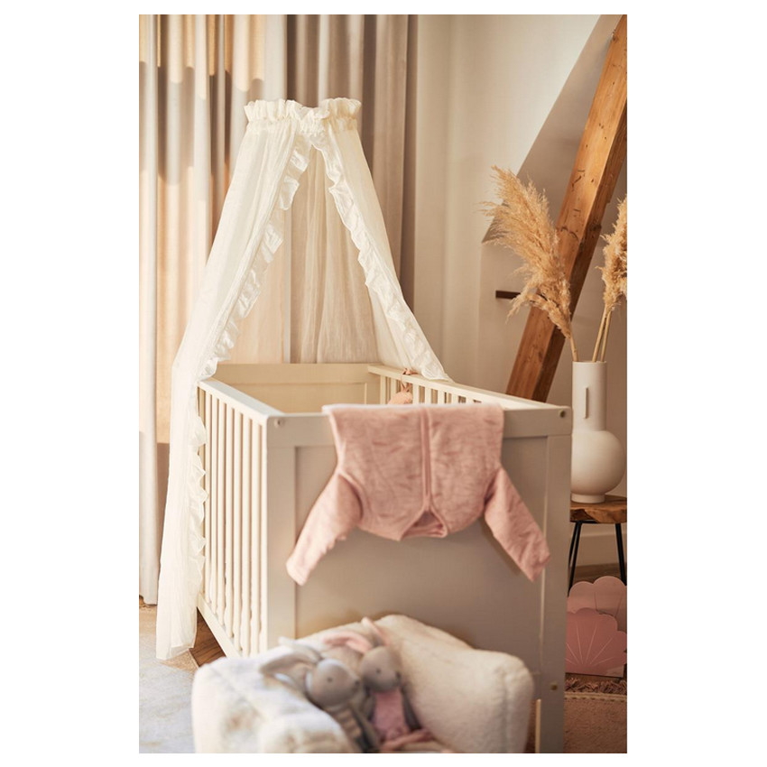 Ciel de lit Vintage avec volants 155cm Ruffle Ivory - Ecru (Jollein) - Image 1