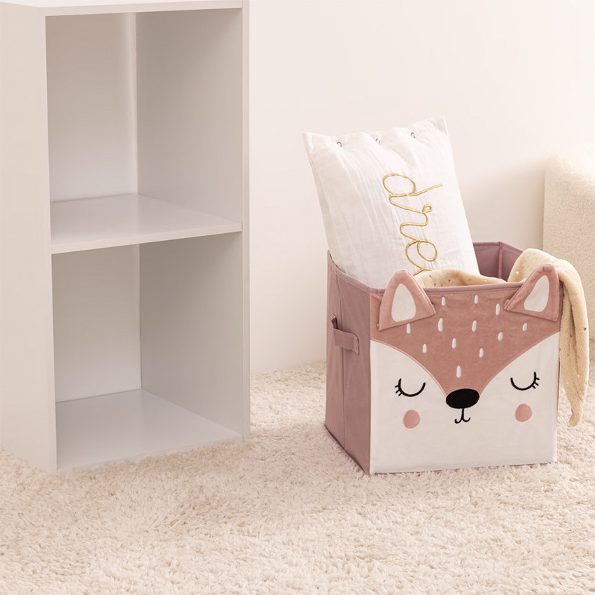 Bac de rangement en velours pliable 29 x 29 cm Renard 