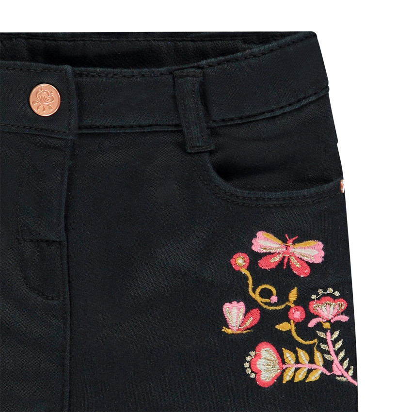 Jean denim avec broderies fleurs et papillons pour bébé fille 