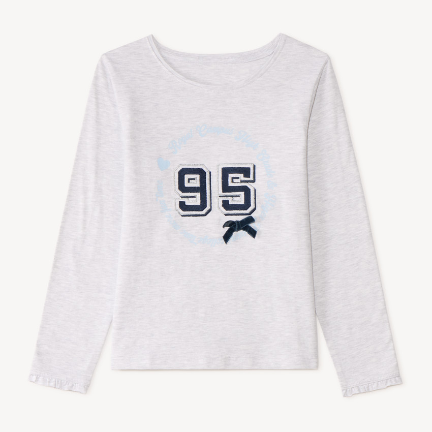 T-shirt fille à manches longues avec patch fantaisie 