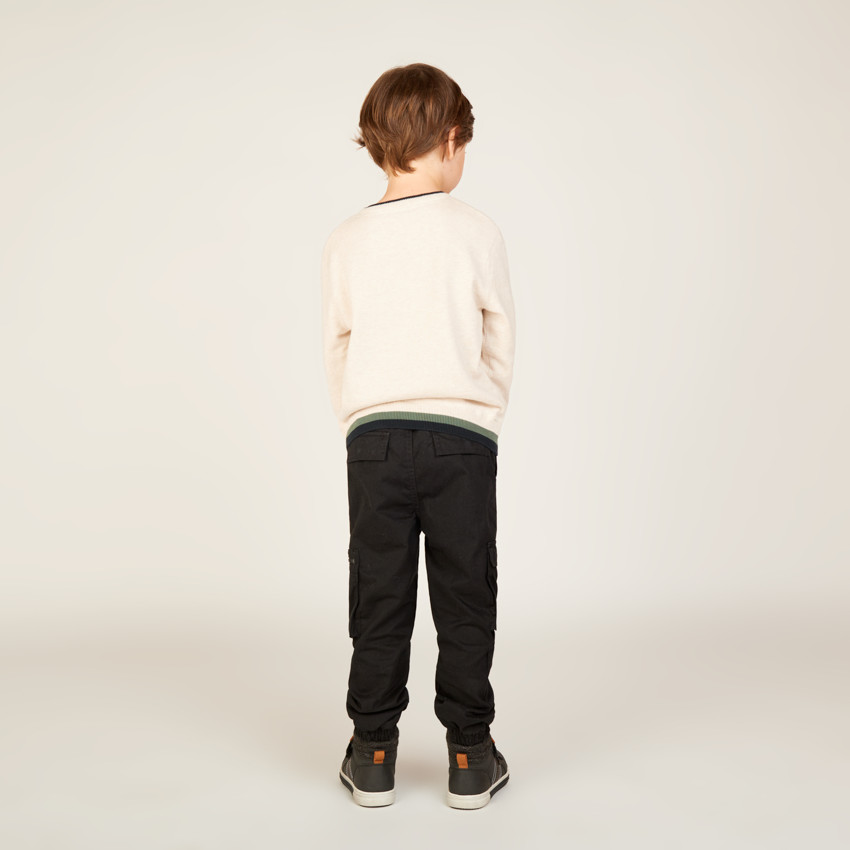 Pantalon en serge style cargo uni doublé pour garçon  
