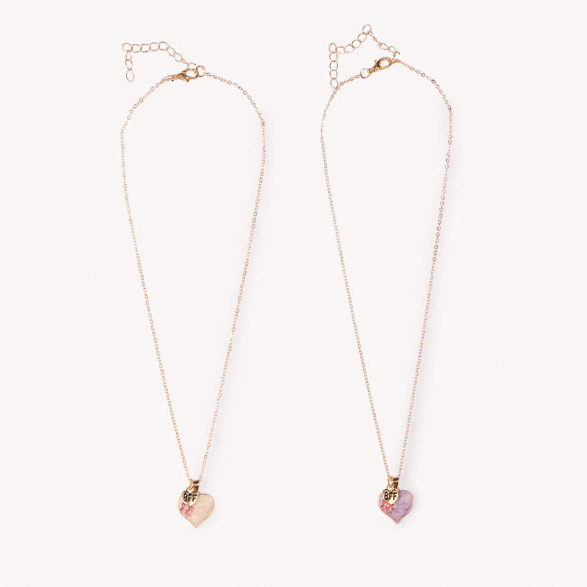Lot de 2 colliers avec pendentifs cœurs pour fille 