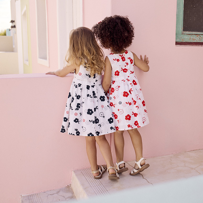 Robe sans manches imprimé fleurs pour bébé fille 