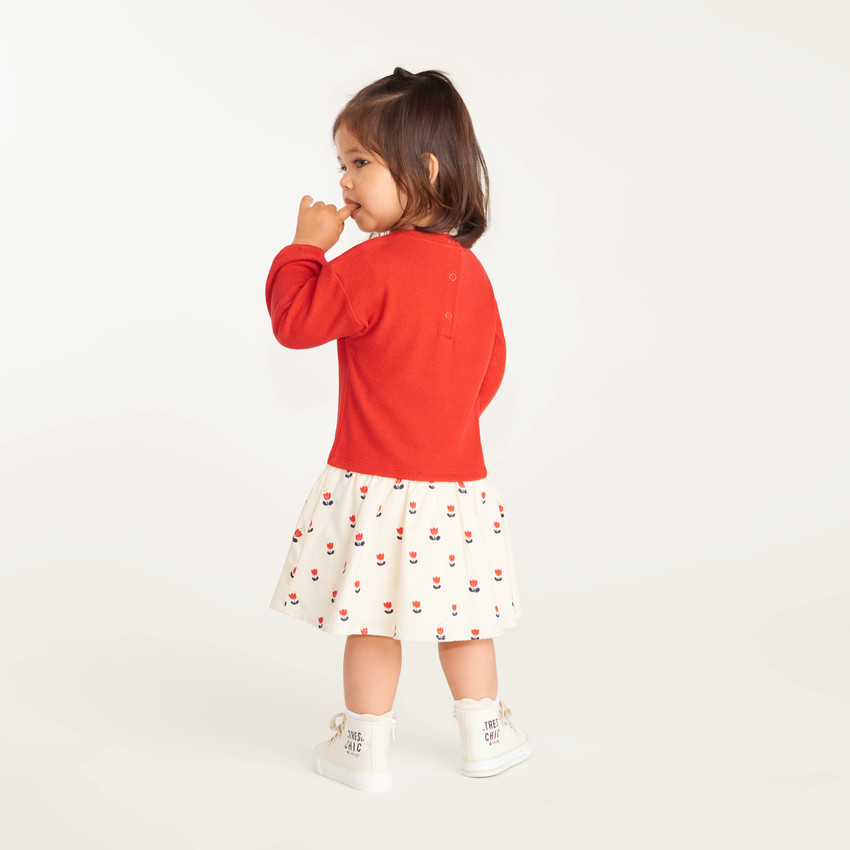 Robe bébé fille effet 2 en 1 imprimé tulipe 