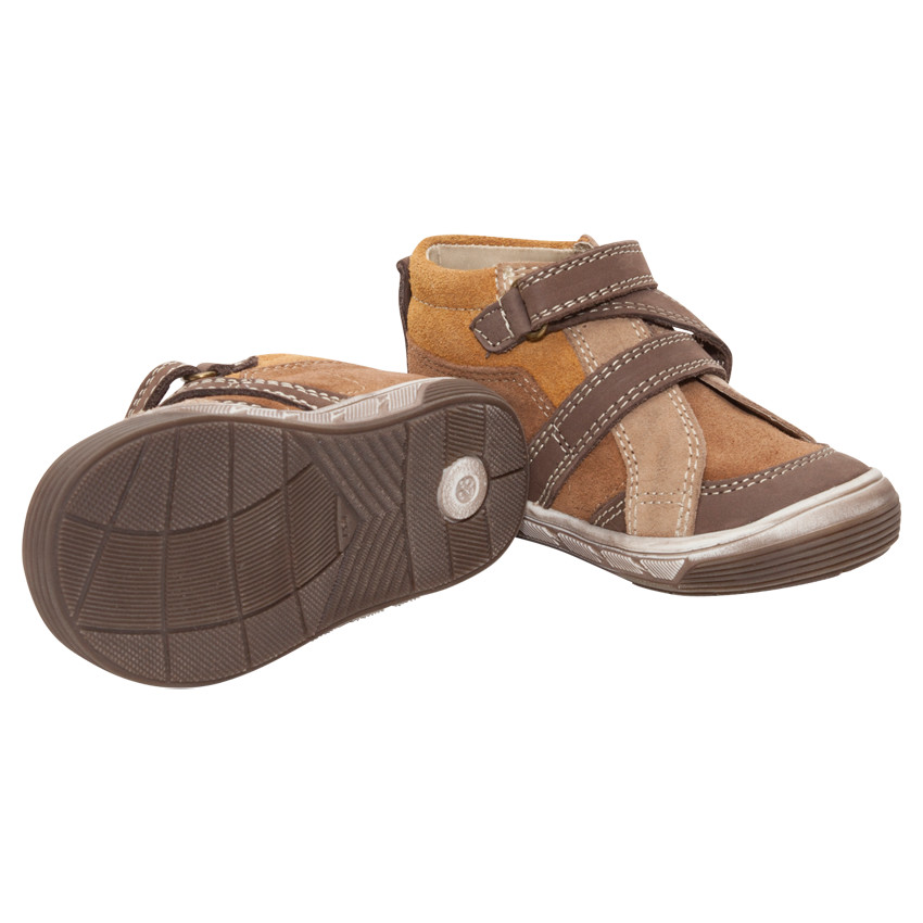 Bottillons en cuir avec scratch croisé 