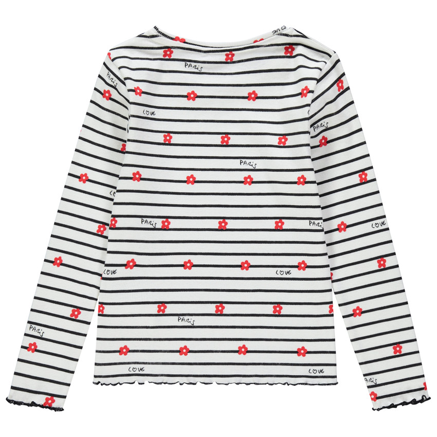 T-shirt manches longues rayé imprimé pour enfant fille 