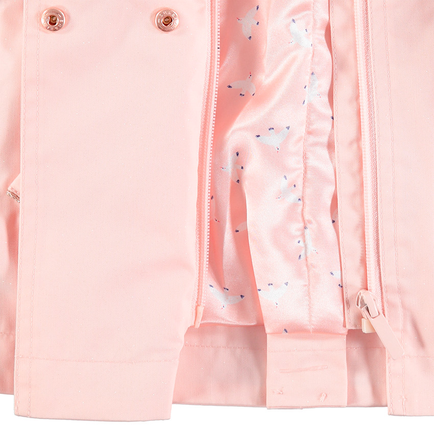 Trench uni rose pâle avec doublure satinée 