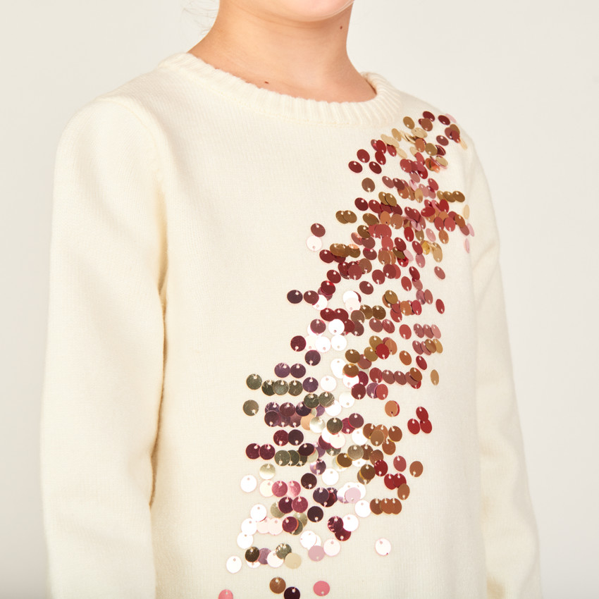 Pull en tricot à gros sequins pour fille 