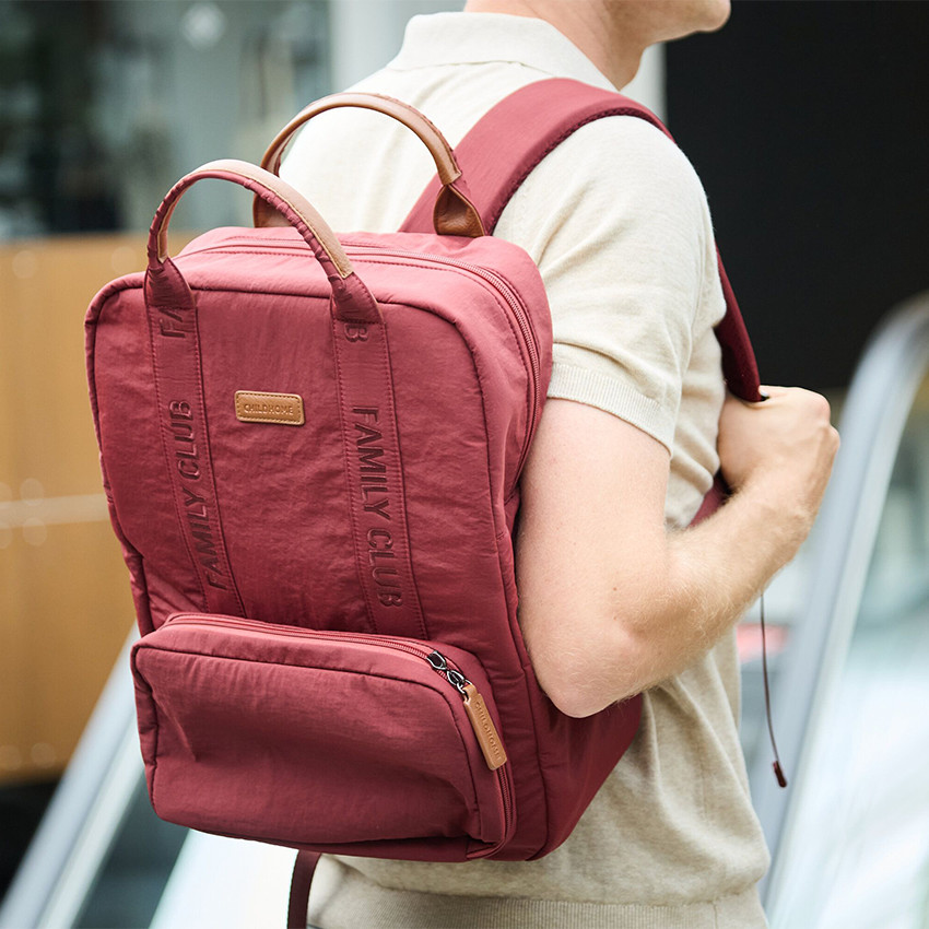 Sac à dos Family Club Signature + pochette + matelas à langer urban bordeaux 