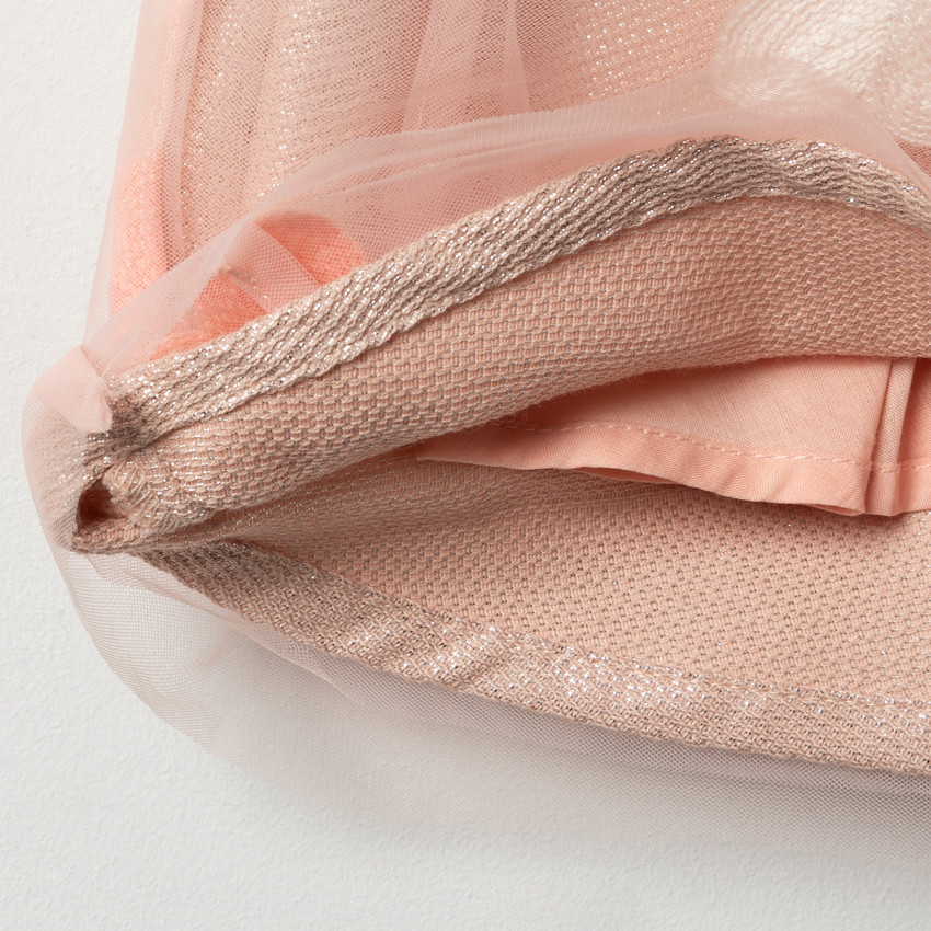 Robe de cérémonie manches courtes bi-matière à coeurs 