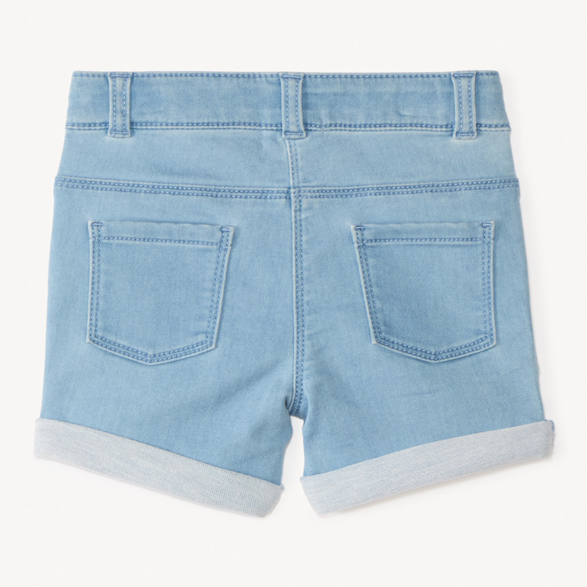 Short en jean broderie fruits pour bébé fille 