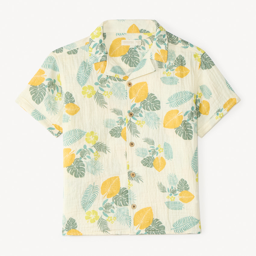 Chemise manches courtes motifs tropicaux pour garçon