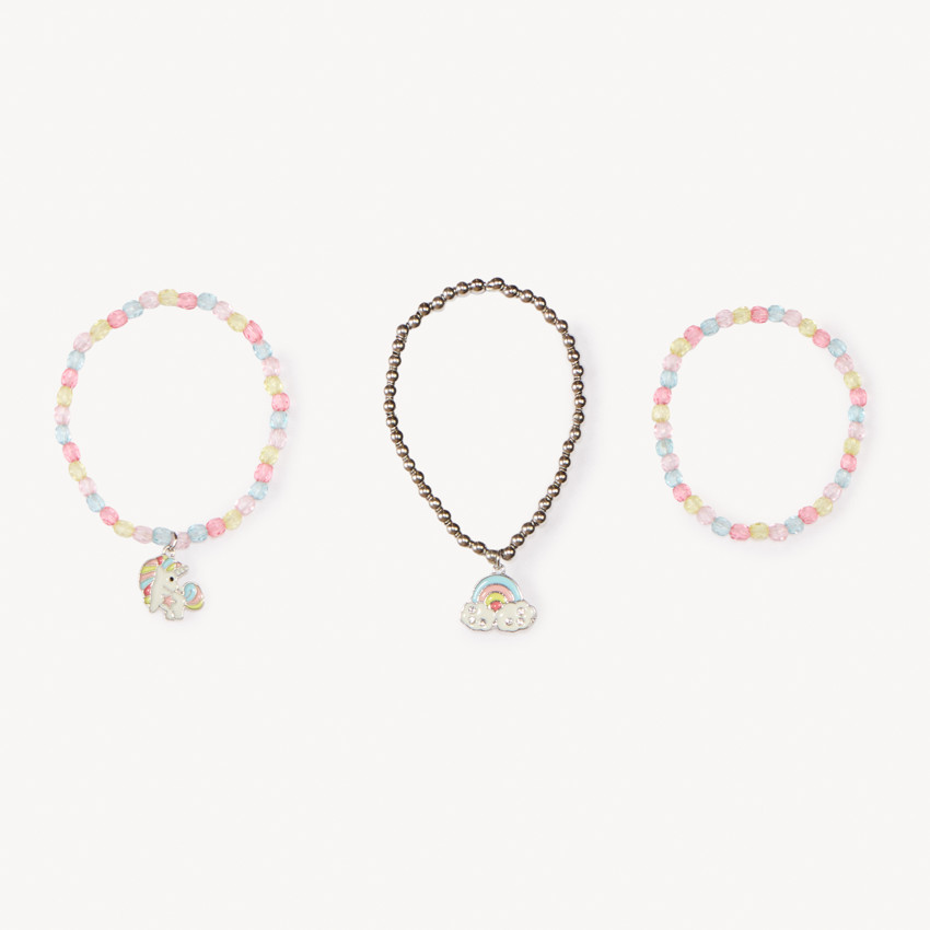 Lot de 3 bracelets élastiques en perles pour fille 