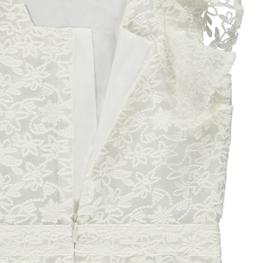 Combinaison courte de cérémonie en organza brodé pour fille 