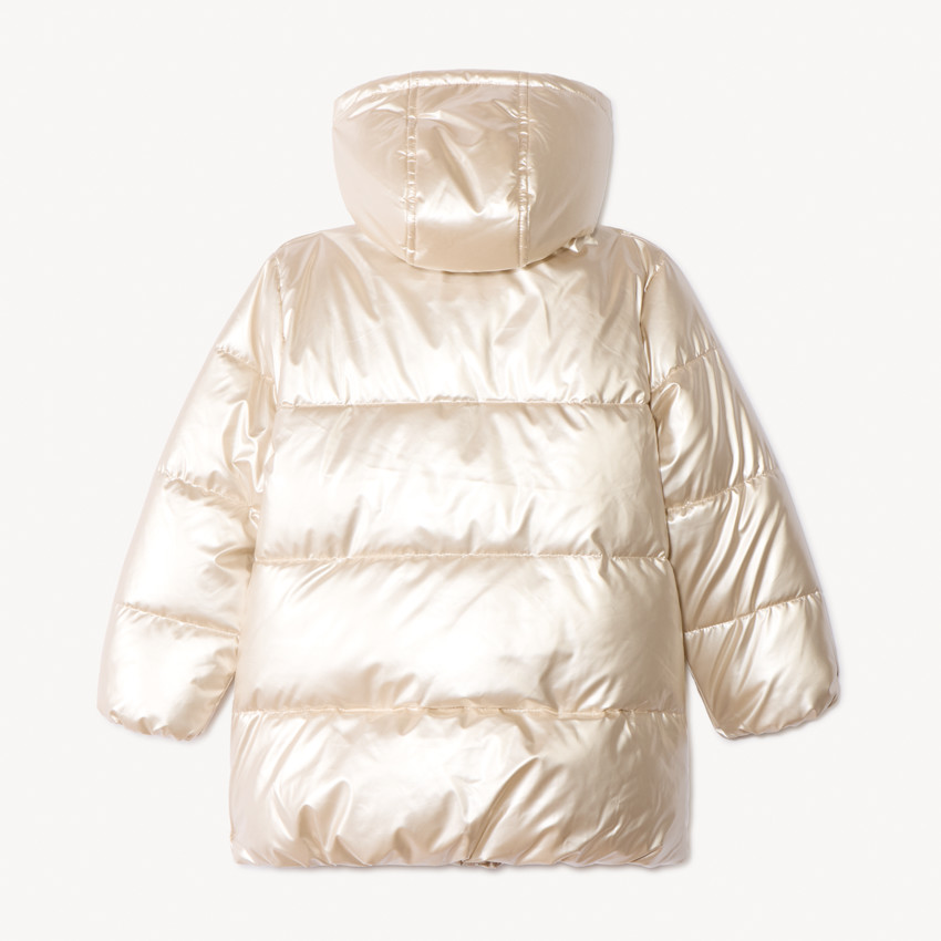 Doudoune à capuche en toile irisée doublée sherpa pour fille 