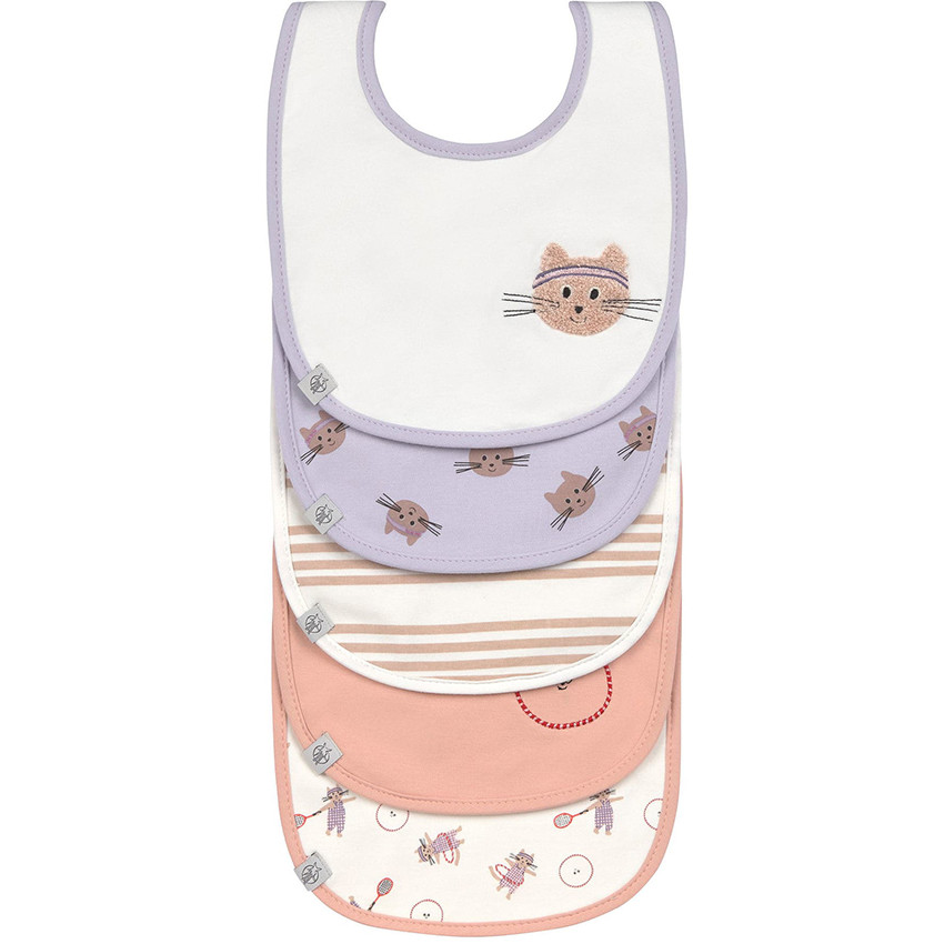 Lot de 5 bavoirs imperméable coton bio Tiny Team Chat 