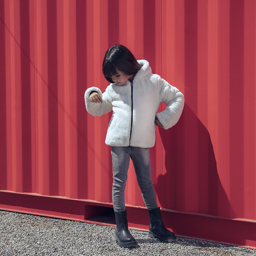 Doudoune matelassée réversible en sherpa pour enfant fille 