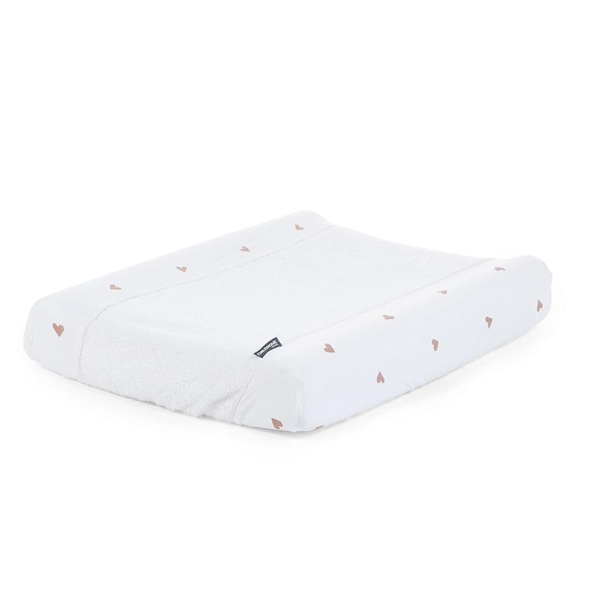 Housse de matelas à langer 100% coton - Coeurs  