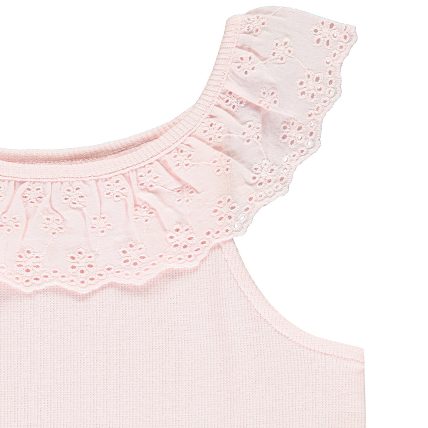 Débardeur à collerette volantée en broderie anglaise pour fille 