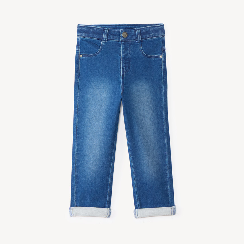 Jean bébé garçon uni avec ourlets