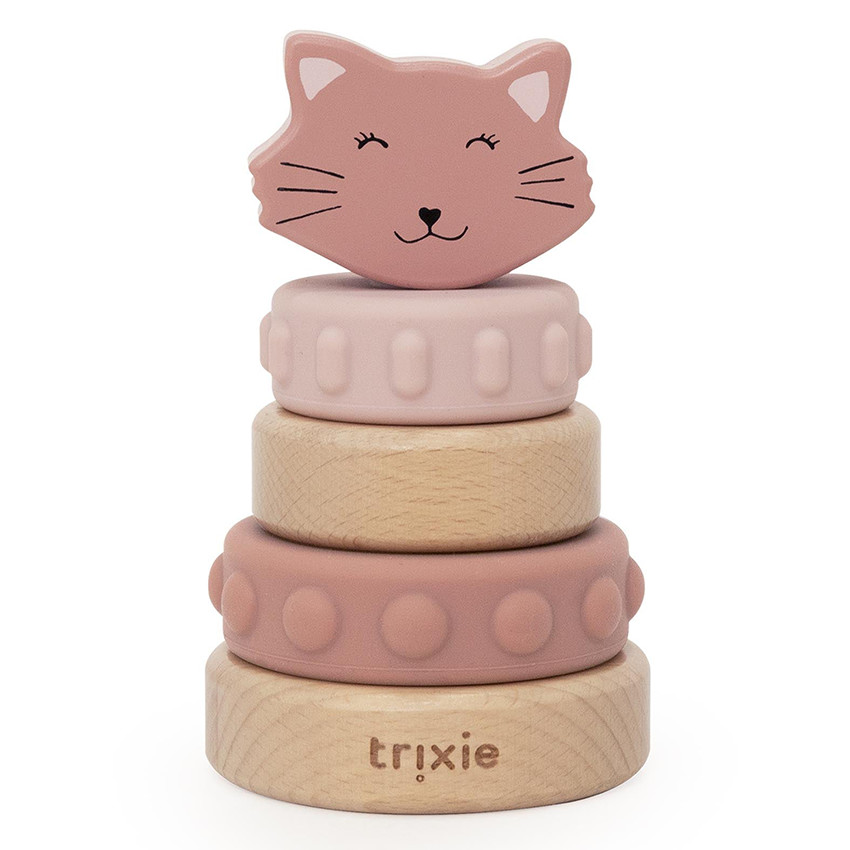 Tour à empiler en bois et silicone Mrs. Cat 
