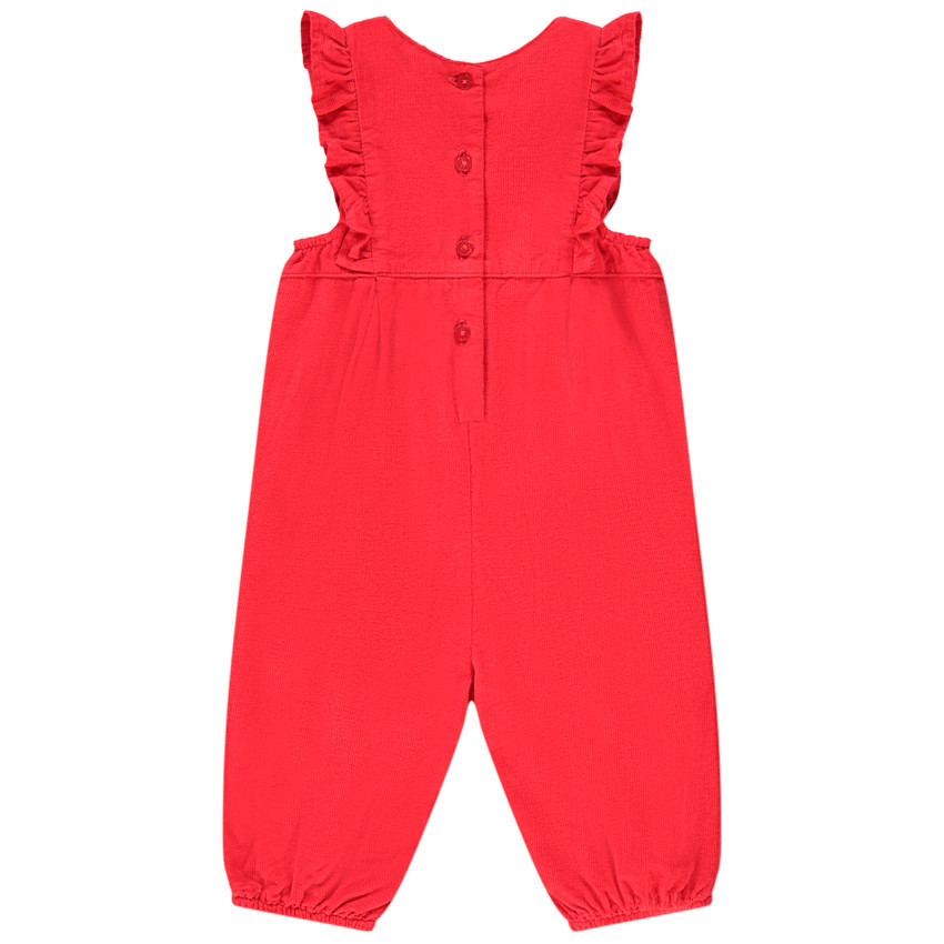 Salopette rouge en velours pour bébé fille 