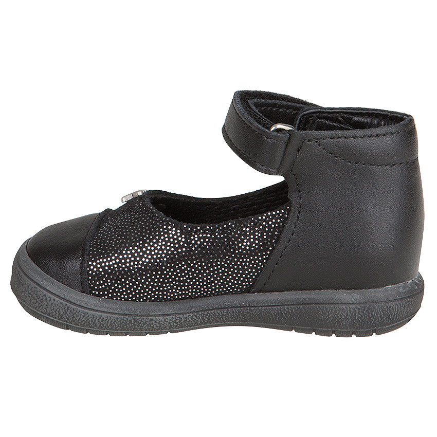 Babies en cuir coloris noir avec strass et rivets 