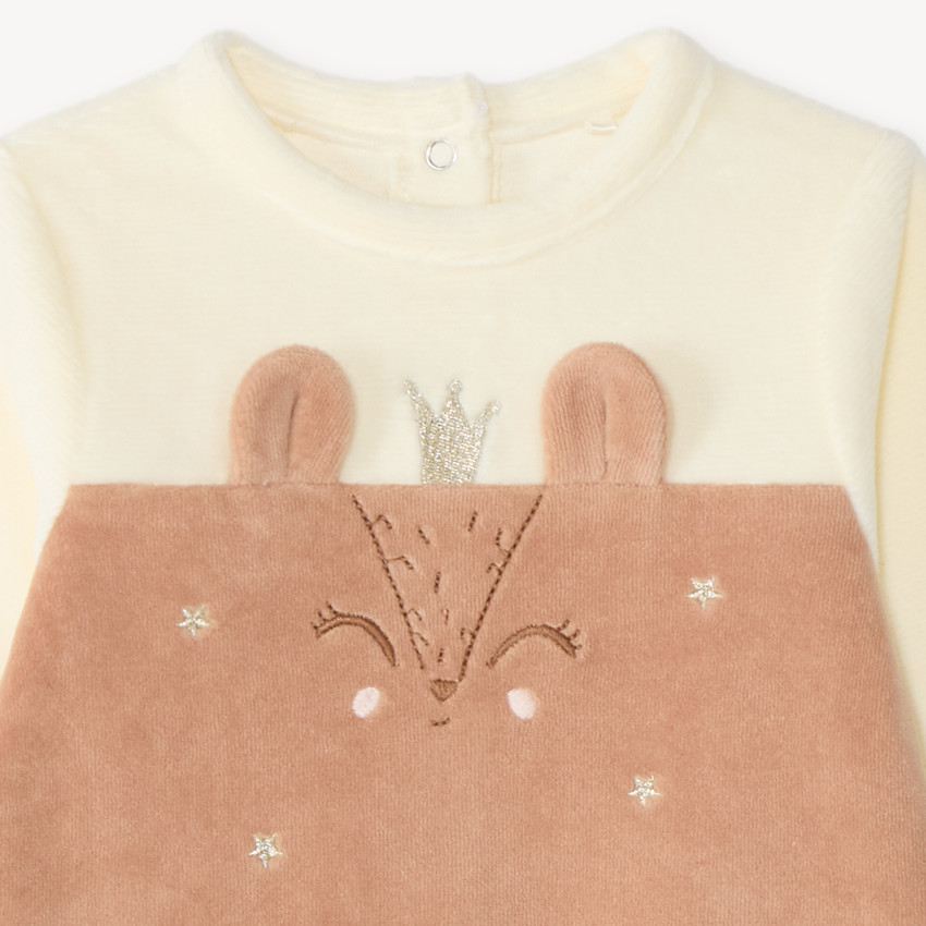 Dors-bien en velours bébé fille motif biche 