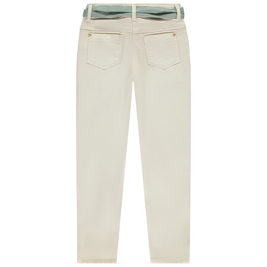 Jean slim uni avec ceinture foulard à nouer pour fille  