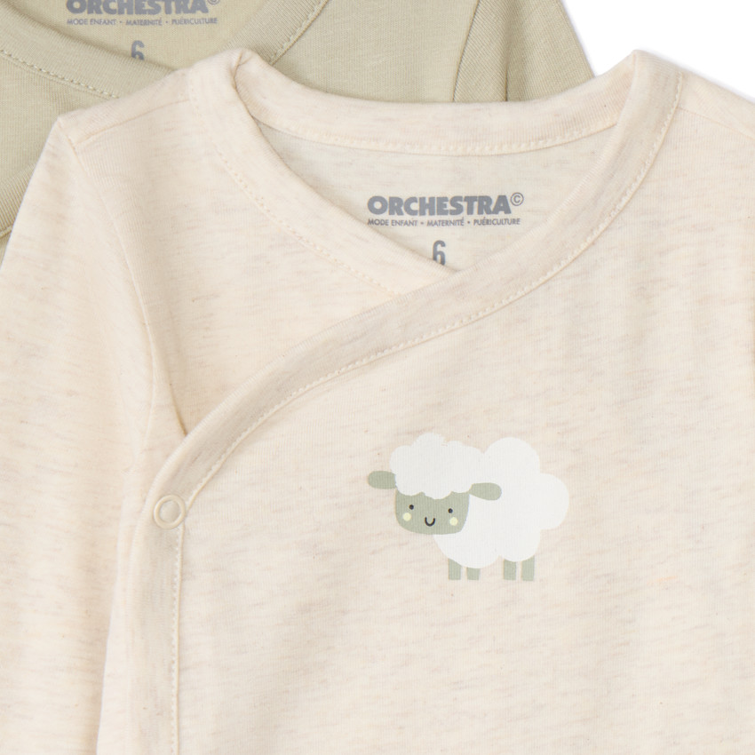 Lot d 7 bodies manches longues fantaisie pour bébé avec ouvertures différentes selon l'âge 