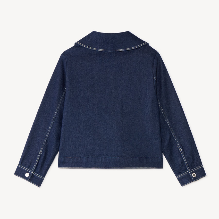Veste en jean fille avec col claudine 