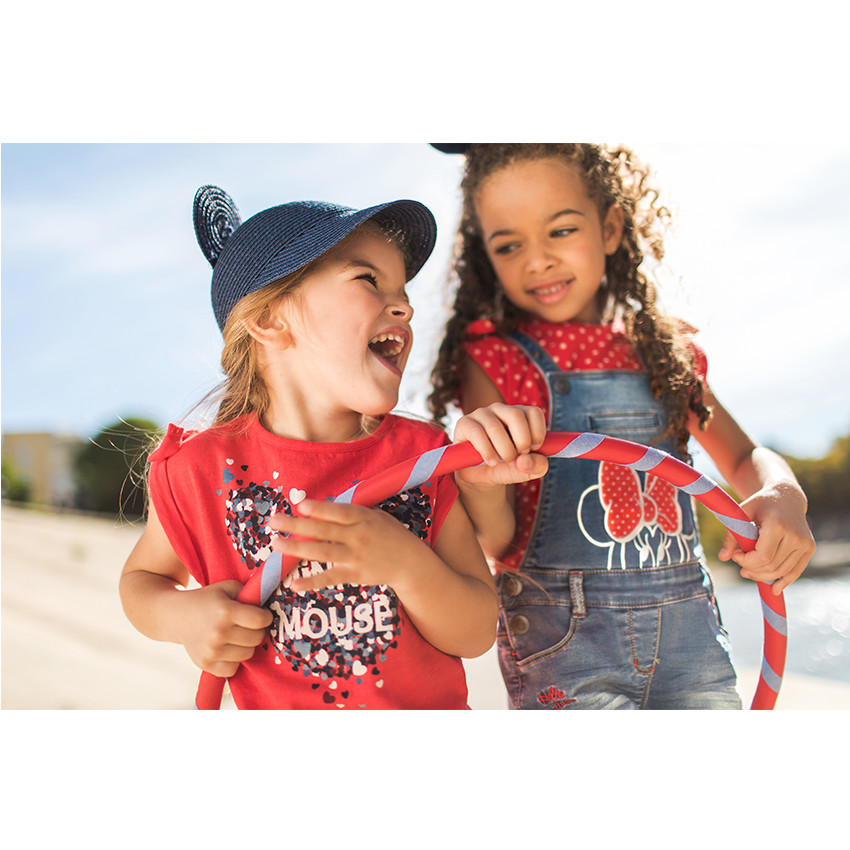Salopette short en molleton effet jeans Disney print Minnie 